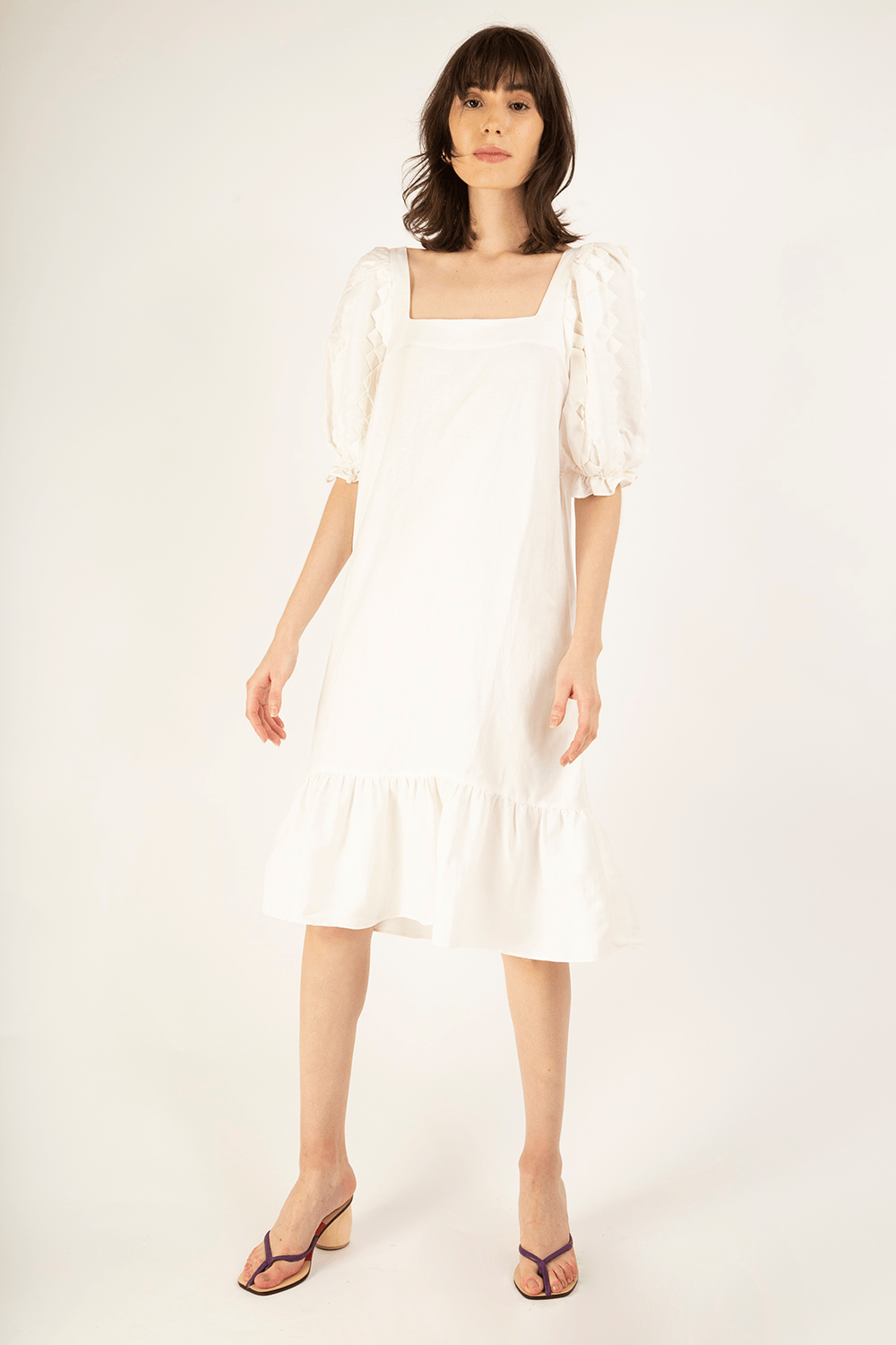 Vestido Manga Bufante Aplicação Off White Adriana Degreas - Off White - gallerist Vestido Manga Bufante Aplicação Off White Adriana Degreas - Off White - gallerist
