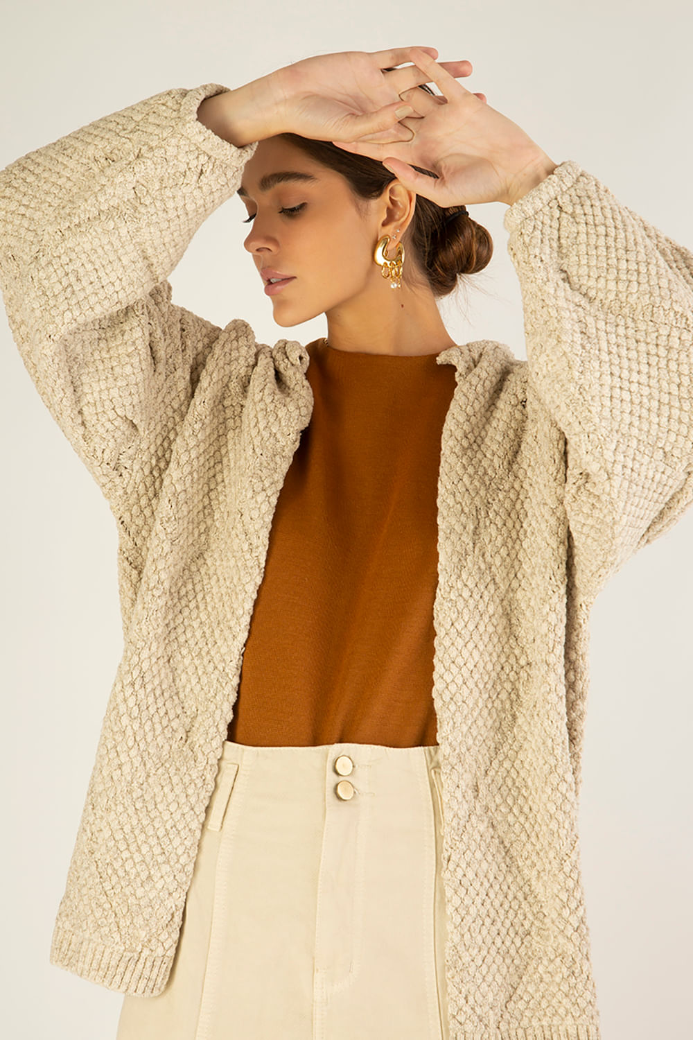 Casaco tricot manga bufante Clearance